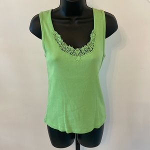 Lauren Ralph Lauren Lace Green Tank Top Size Medium